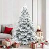 vidaXL Artificial Hinged Christmas Tree Snow Flocked White 180 cm