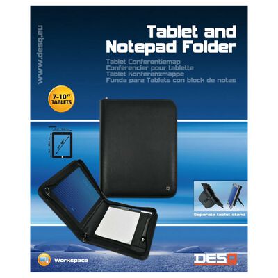 DESQ A5 Conference Folder with Notepad and Tablet Stand Black