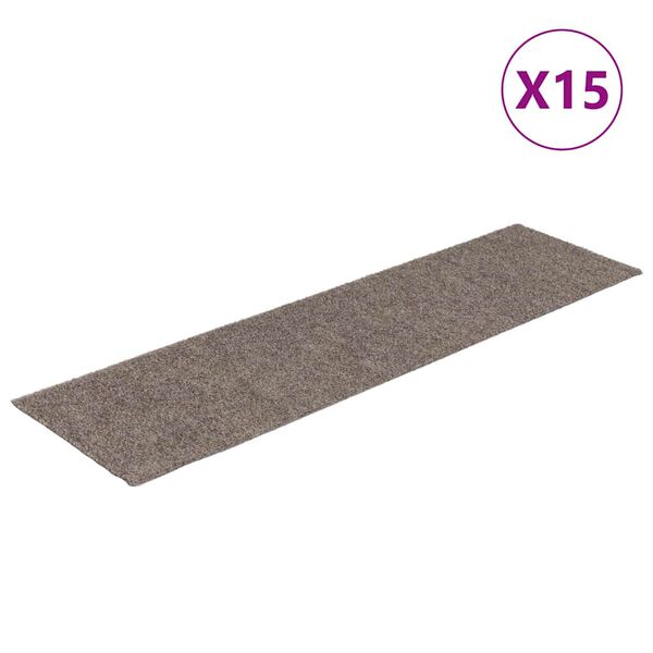 vidaXL Stair Mats Self-adhesive 15 pcs 76x20 cm Beige Rectangular