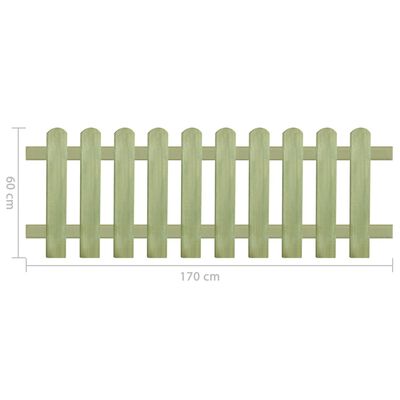 vidaXL Picket Fence Impregnated Pinewood 170x60 cm 6/9 cm