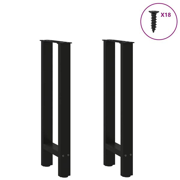 vidaXL Console Table Legs Black 2 pcs 28x(72-73) cm Steel