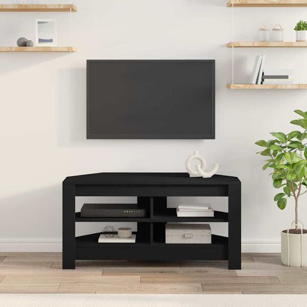 vidaXL Corner TV Cabinet Black 102 x 40.5 x 45 cm Engineered Wood