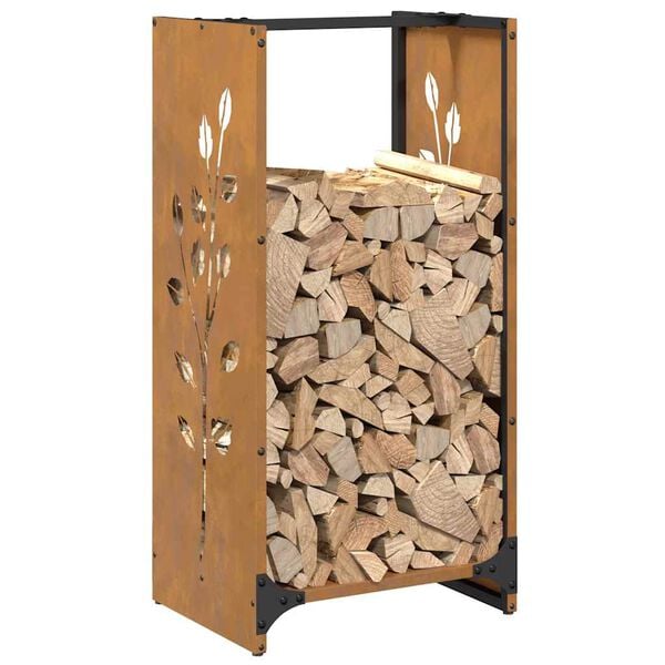 vidaXL Firewood Rack 40x30x80 cm Weathering Steel