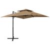 vidaXL Cantilever Garden Parasol with Double Top 250x250 cm Taupe