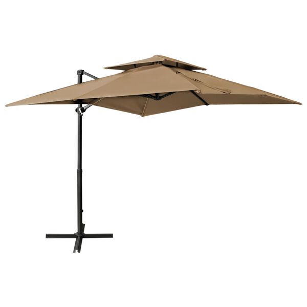 vidaXL Cantilever Garden Parasol with Double Top 250x250 cm Taupe