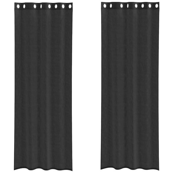 vidaXL Voile Curtains with Grommets 2 pcs Black 140x300 cm