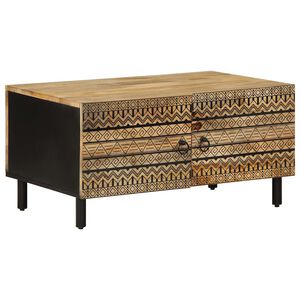 vidaXL Coffee Table Black 80x50x40 cm Solid Rough Wood Mango