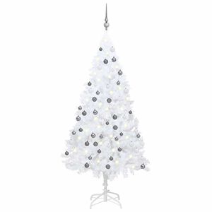 vidaXL Artificial Pre-lit Christmas Tree with Ball Set White 150 cm PVC