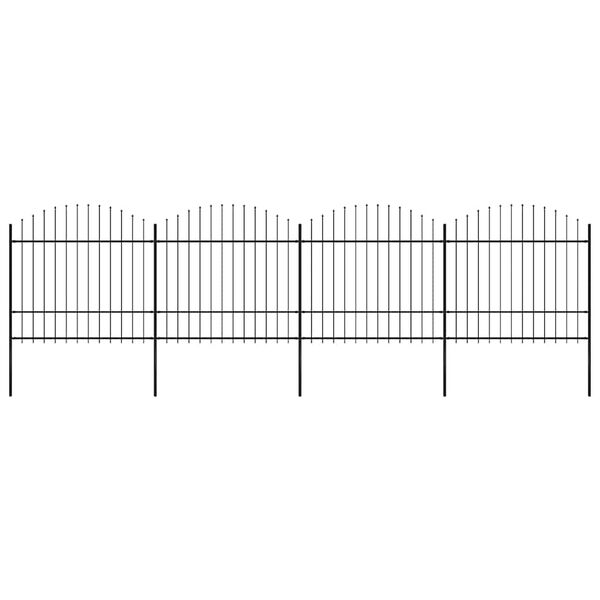 vidaXL Garden Fence with Spear Top Steel 714.5x175 cm Black