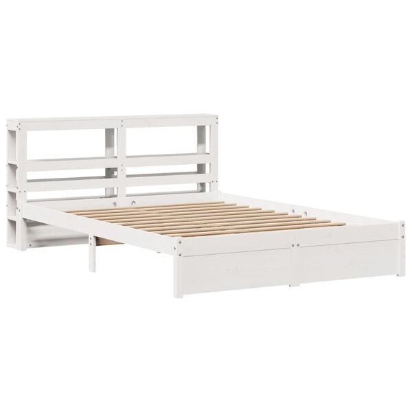vidaXL Bed Frame with Headboard without Mattress White 140x200 cm
