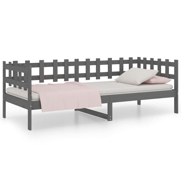 vidaXL Day Bed without Mattress Grey 90x200 cm Solid Wood Pine
