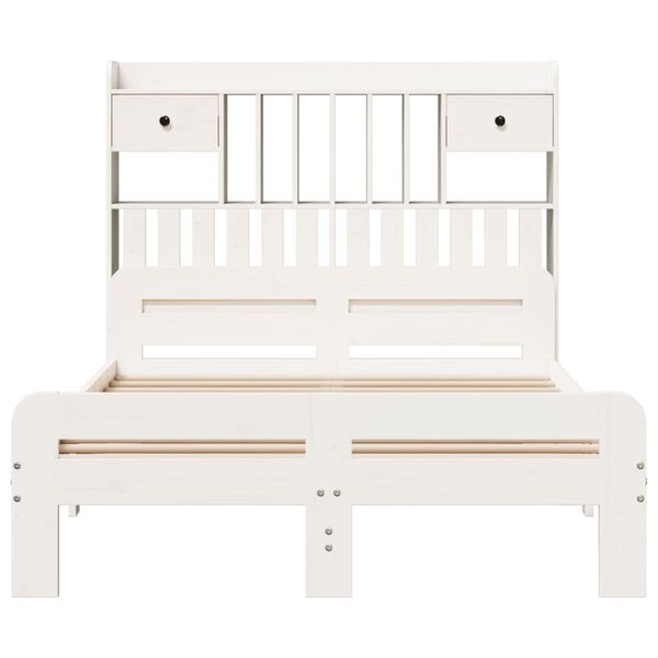 vidaXL Bookcase Bed without Mattress White 135x190 cm Double Solid Wood Pine
