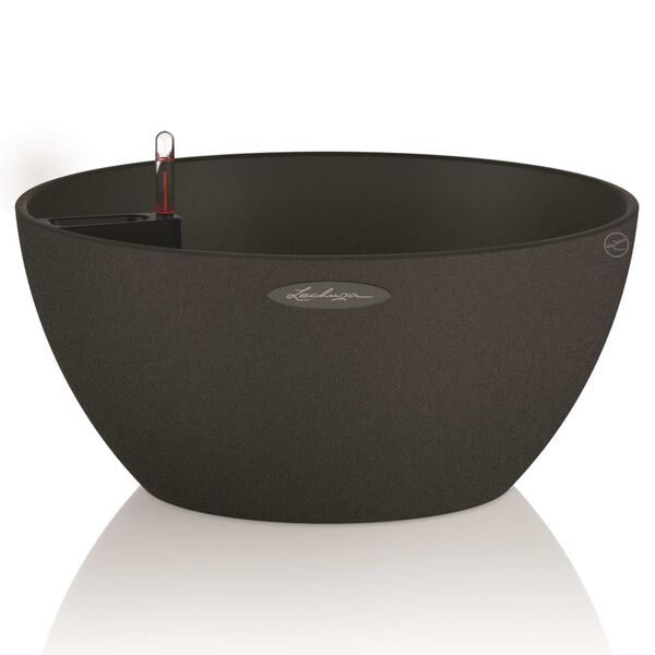 LECHUZA Planter CUBETO Stone 30 ALL-IN-ONE Graphite Black 13832