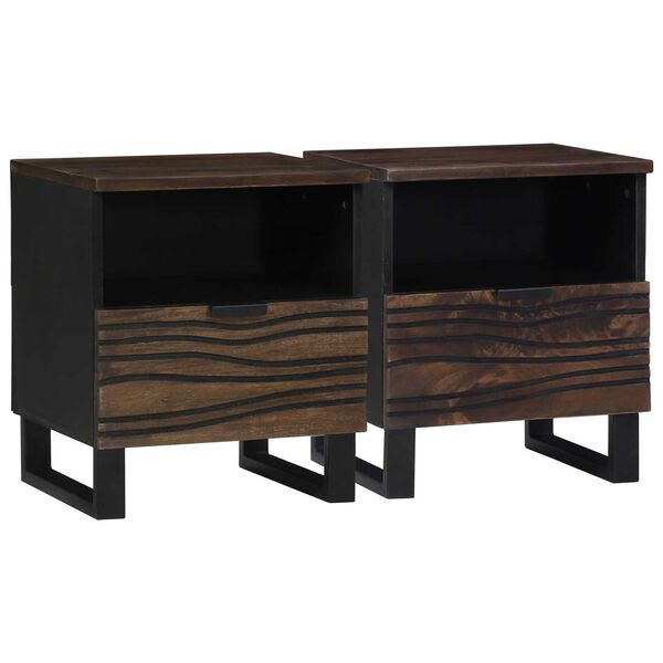 vidaXL Bedside Cabinet 2 pcs Walnut 40 x 33 x 46 cm Solid Acacia wood