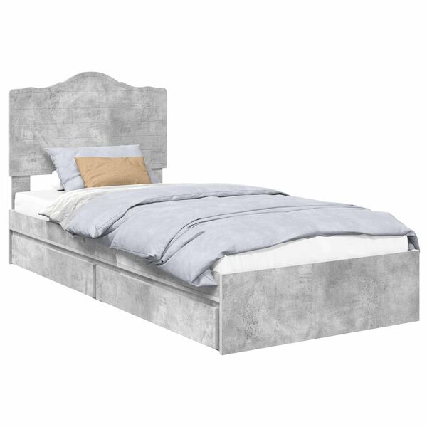 vidaXL Storage Bed Concrete Grey 75 x 190 cm Engineered Wood