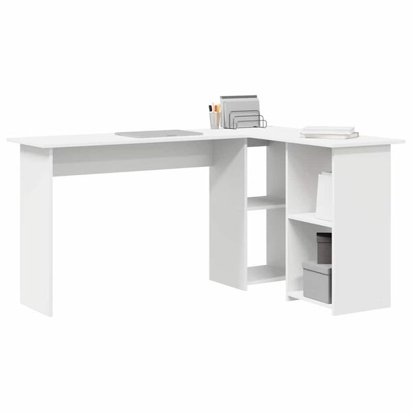 vidaXL Desk with Shelf White 142 x 102 x 73 cm Engineered wood