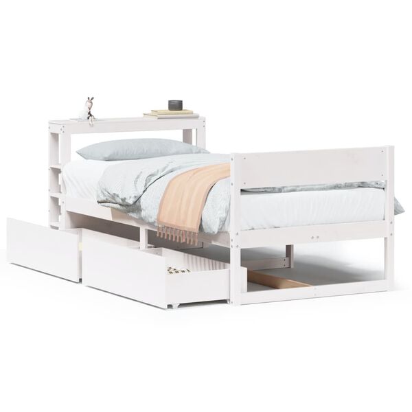 vidaXL Bed Frame without Mattress White 90x190 cm Single Solid Wood Pine