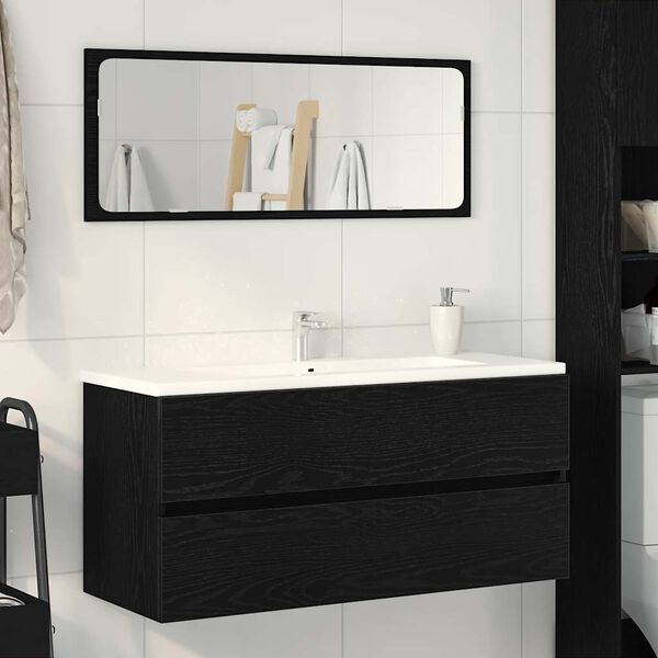 vidaXL Sink Cabinet Black Oak 100x38.5x45 cm Engineered Wood