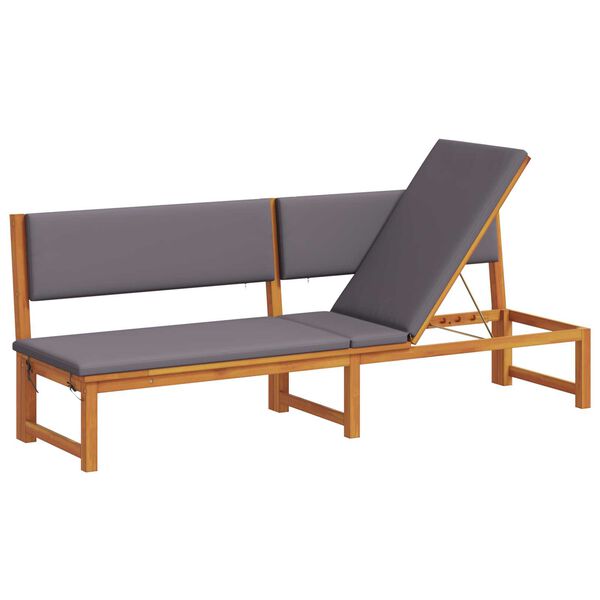 vidaXL Sun Lounger Reclining Brown 200 x 57 x 75cm Solid Acacia wood