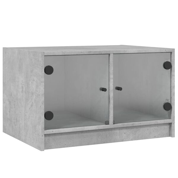 vidaXL Coffee Table with Glass Doors Concrete Grey 68x50x42 cm