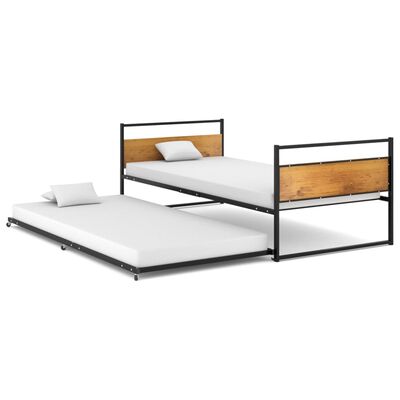 vidaXL Pull-out Bed Frame Black Metal 90x200 cm