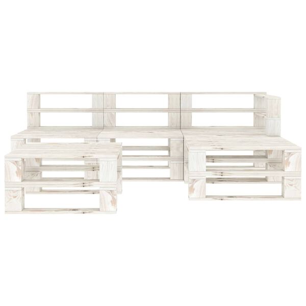 vidaXL 5 Piece Garden Pallets Lounge Set Wood White