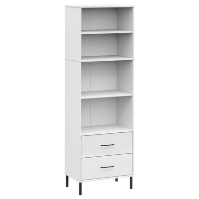 vidaXL Bookcase with 2 Drawers White 60x35x180 cm Solid Wood OSLO