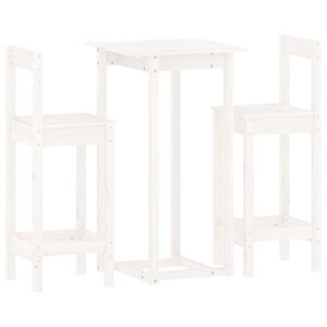 vidaXL 3 Piece Bar Set White Solid Wood Pine