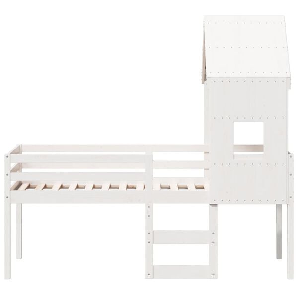 vidaXL High Sleeper Bed without Mattress White 90x200 cm Solid Wood Pine