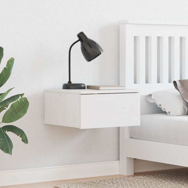 vidaXL Bedside Table White 37 x 35 x 18.5 cm Solid pine wood