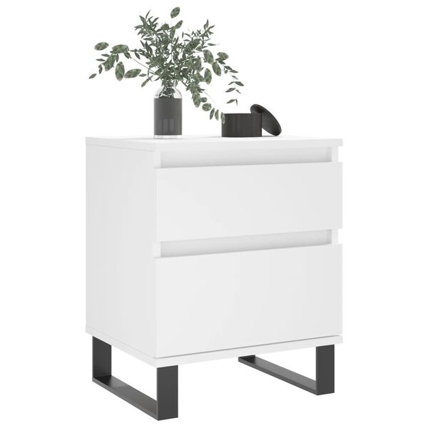 vidaXL Bedside Cabinet White 40x35x50 cm Engineered Wood