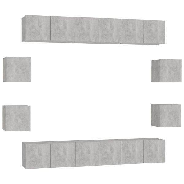 vidaXL 10 Piece TV Cabinet Set Concrete Grey Engineered Wood