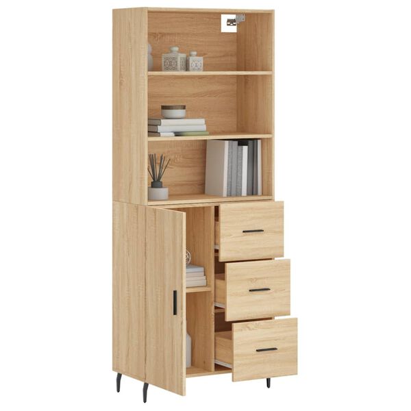 vidaXL Highboard Sonoma Oak 69.5x34x180 cm Engineered Wood