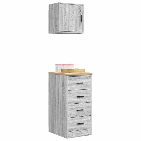 vidaXL Garage Cabinets 2 pcs Concrete Grey Engineered Wood