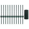 vidaXL Fence with Post Green 0.4 x 25 m Steel and PVC