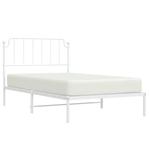 vidaXL Metal Bed Frame without Mattress with Headboard White 107x203cm