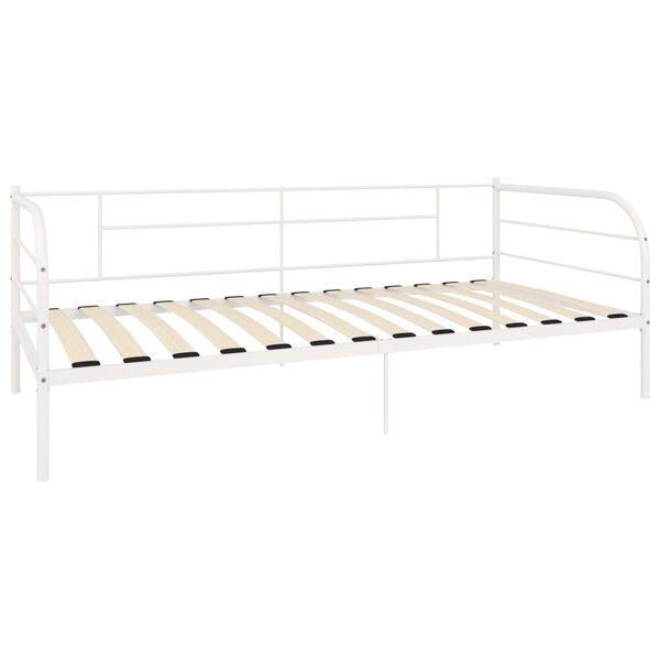 vidaXL DayBed Frame without Mattress White Metal 90x200 cm