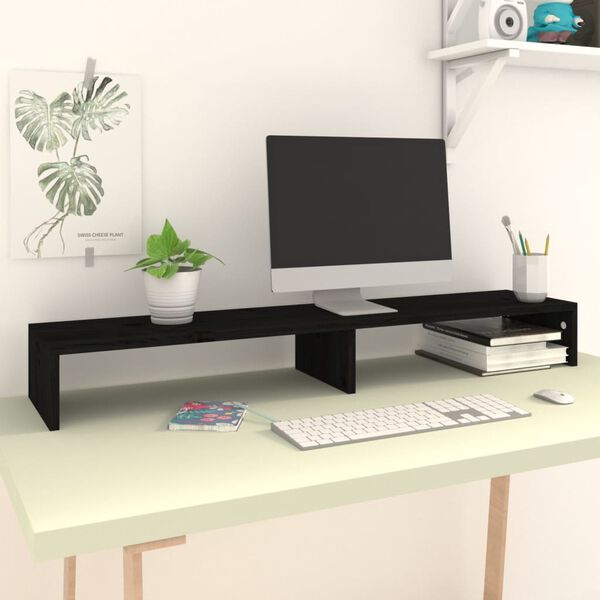 vidaXL Monitor Stand Black 110x23.5x9 cm Engineered Wood