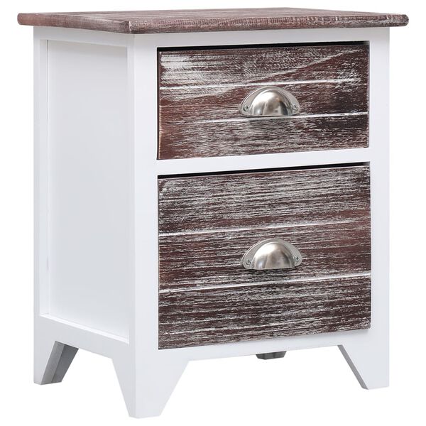 vidaXL Nightstand Brown and White 38x28x45 cm Paulownia Wood