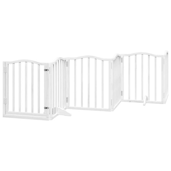 vidaXL Dog Gate with Door Foldable 6 Panels White 300 cm&nbsp;Poplar Wood