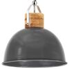 vidaXL Industrial Hanging Lamp Grey Round 51 cm E27 Solid Mango Wood