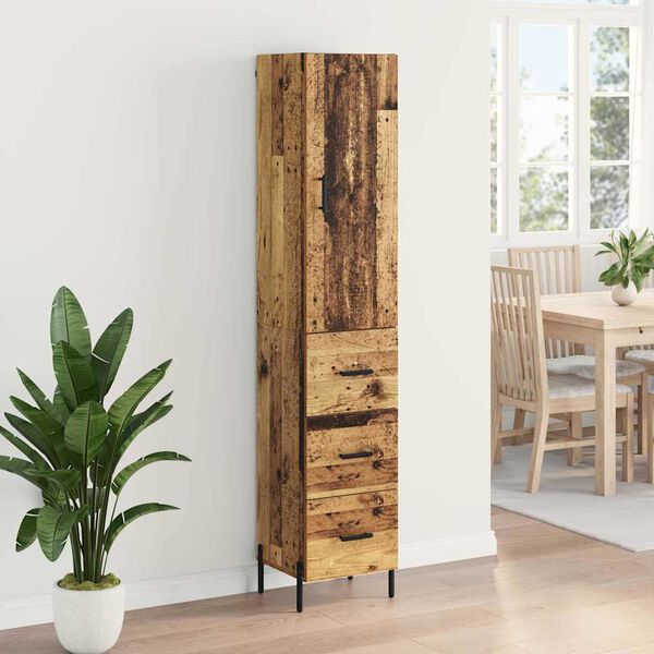 vidaXL Highboard Old Wood 34.5 x 34 x 180 cm Engineered Wood