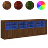 vidaXL Sideboard with LED Lights Brown Oak 202x37x67 cm