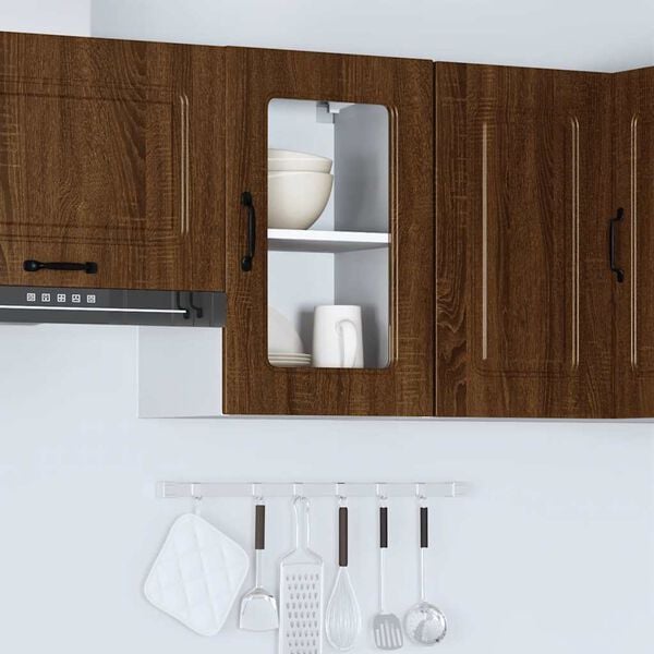 vidaXL Kitchen Wall Cabinet with Glass Door Kalmar Brown Oak Engineered Wood