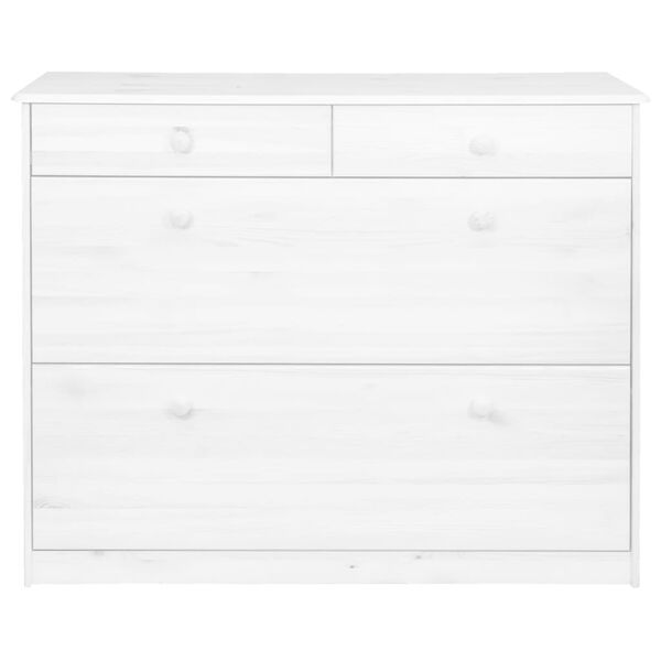 vidaXL Shoe Cabinet with 2 Flaps White 113x35x89 cm Solid Pine Wood