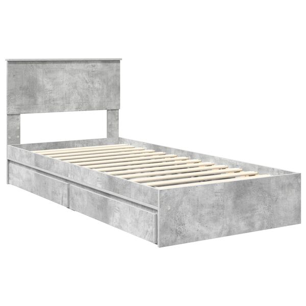 vidaXL Storage Bed Concrete Grey 90 x 200 cm Engineered Wood