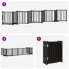 vidaXL Dog Gate with Door Foldable 9 Panels Black 450 cm Poplar Wood