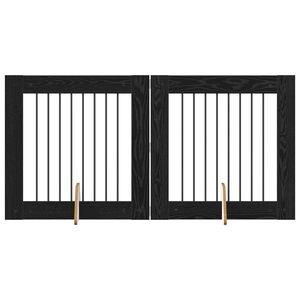 vidaXL Dog Gate with Stands 2 pcs Black Oak 80 x 80 cm Engineered Wood