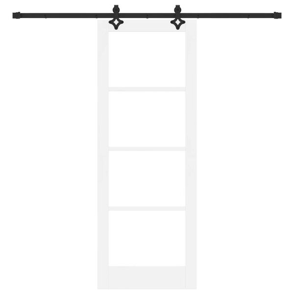 vidaXL Sliding Door White 78 x 211 cm Solid Pine Wood and Glass