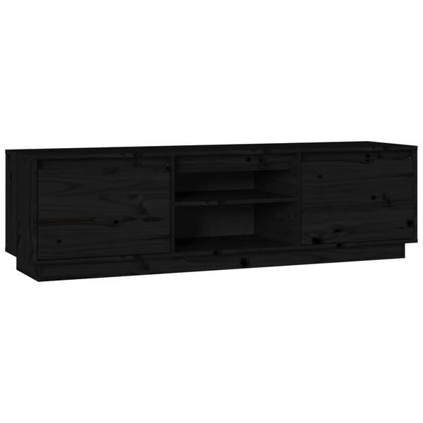 vidaXL TV Cabinet Black 140x35x40 cm Solid Wood Pine